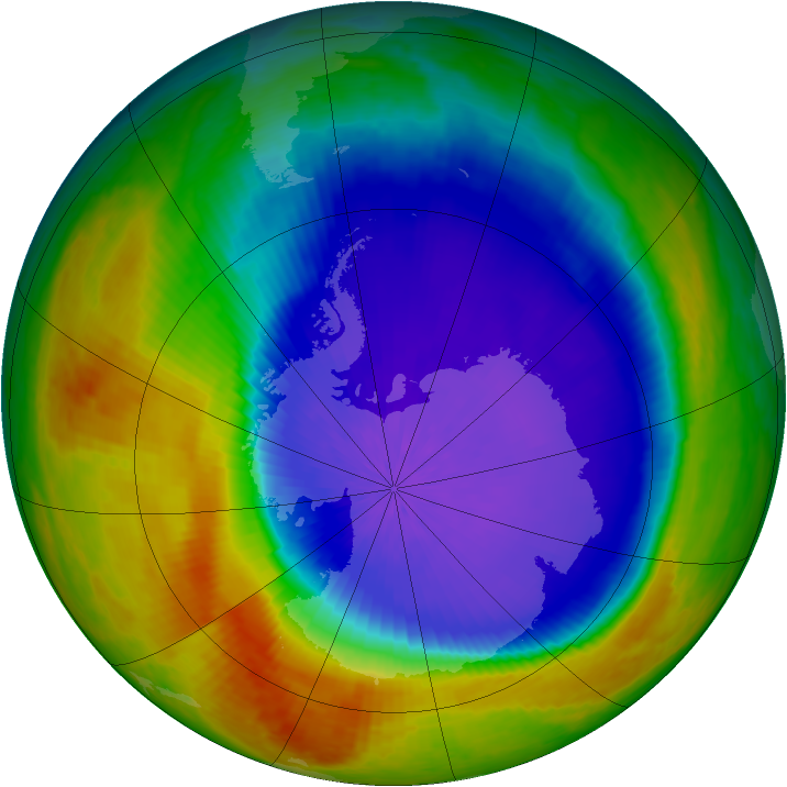 Antarctic ozone map for 09 October 2003